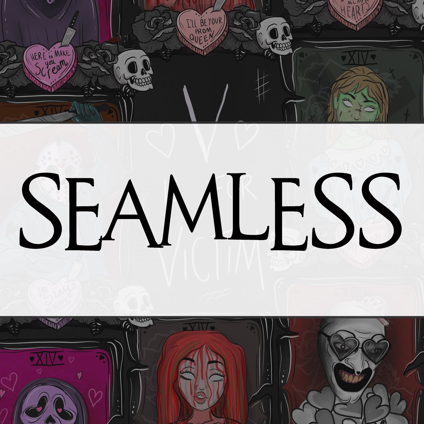 Horror Valentine Collab seamless digital download