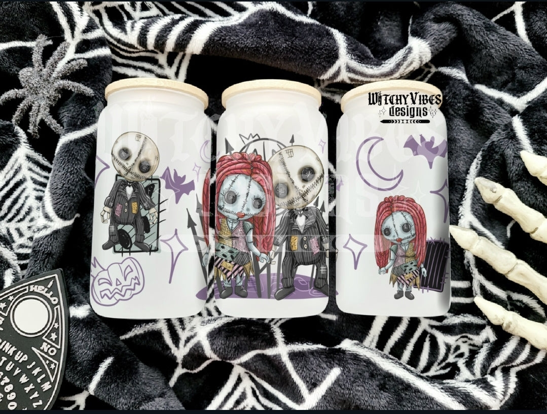Pumpkin King and Queen Dolls Glass Cup digital