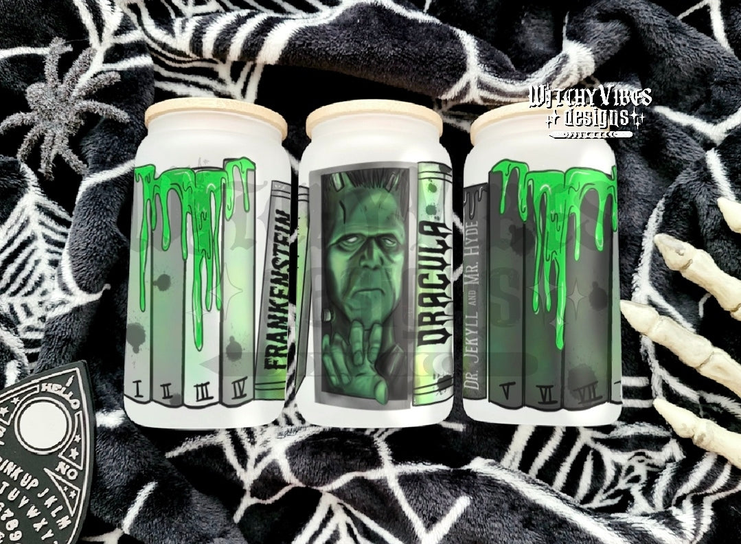 Frankenstein Books Glass Cup digital