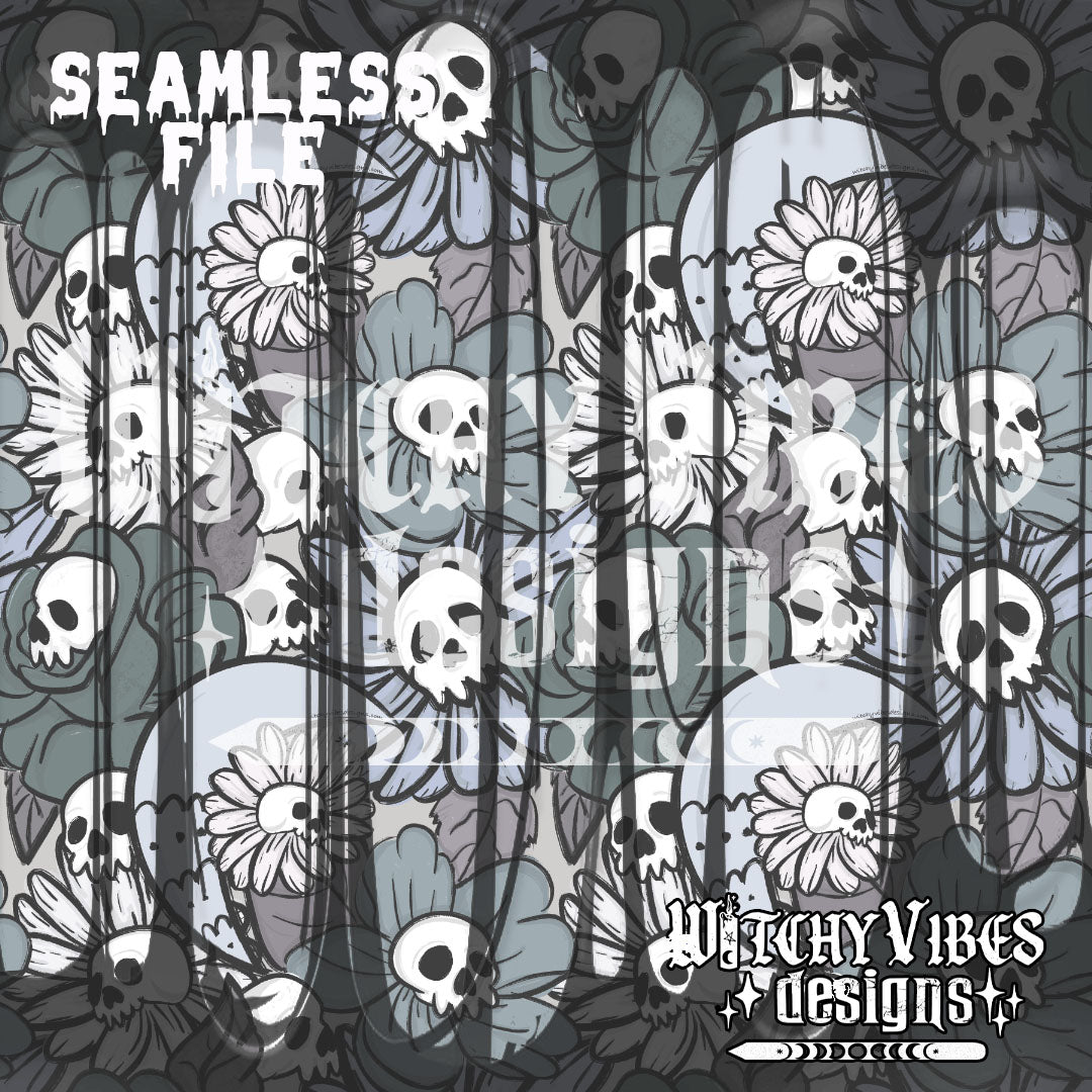 Skull Flower seamless digital download