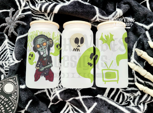 Horror Movie Night Glass Cup digital