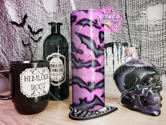 3D pink purple puff bats Tumbler 20oz Digital Download