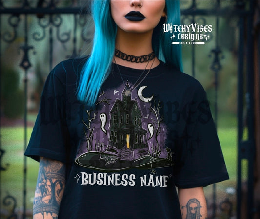 Company Haunted Witch Hat House Logo Merch